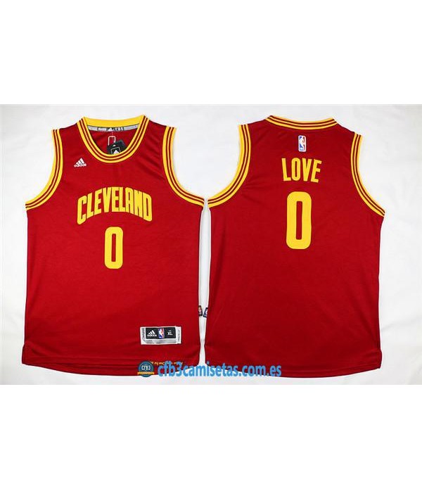 CFB3-Camisetas Kevin Love Roja Amarilla Cleveland CavaliersNIÑOS