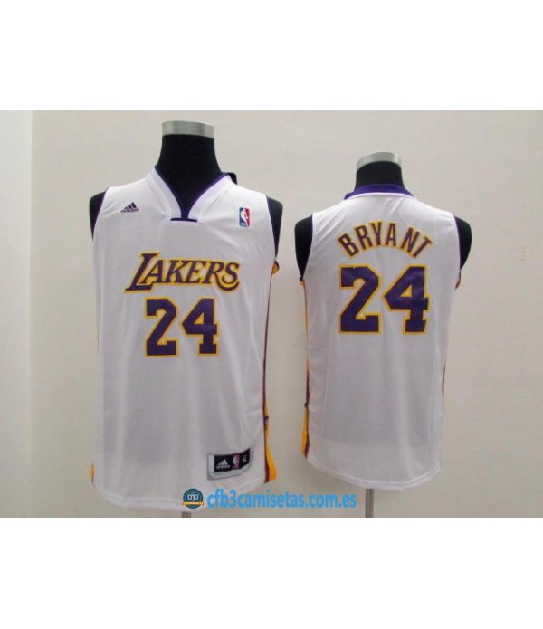 CFB3-Camisetas Kobe Bryant 24 LA Lakers New Blanca...