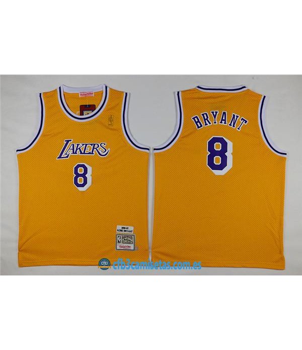 CFB3-Camisetas Kobe Bryant 8 LA Lakers AmarillaNI...