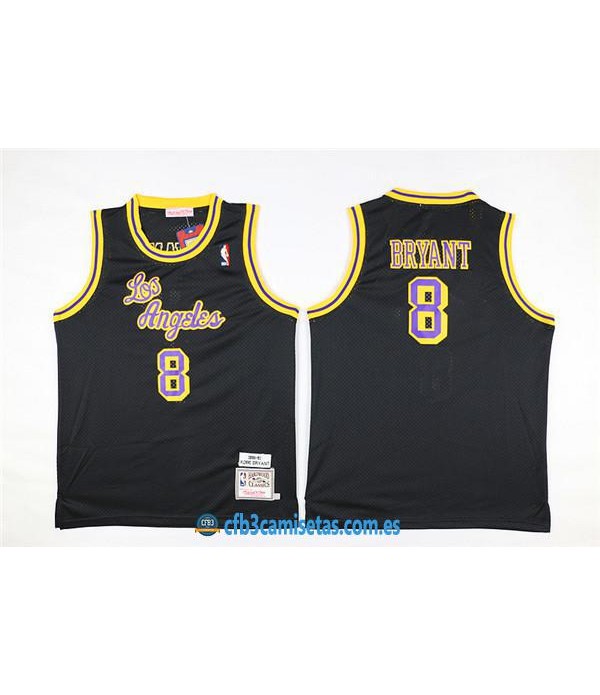 CFB3-Camisetas Kobe Bryant 8 LA Lakers NegraNIÑOS