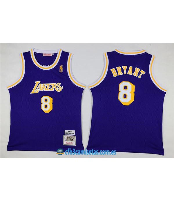 CFB3-Camisetas Kobe Bryant 8 Lakers Morada NIÑOS