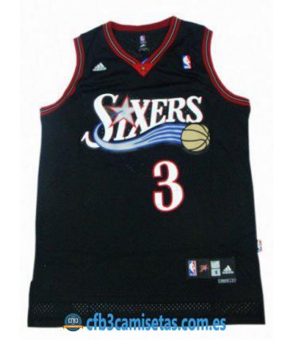 CFB3-Camisetas Allen Iverson Philadelphia 76ers Negro