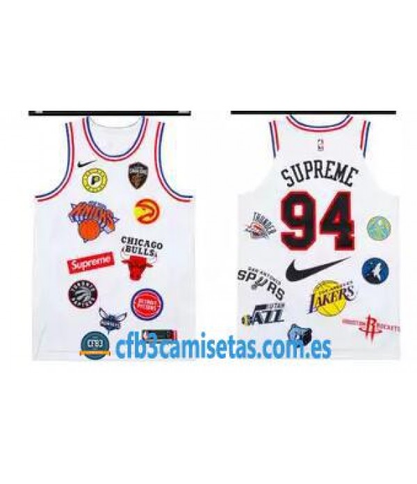CFB3-Camisetas Camiseta Supreme x Nike x NBA Blanc...