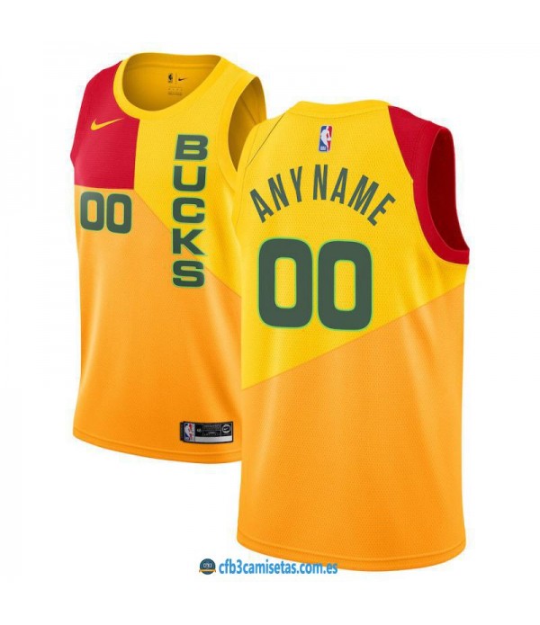 CFB3-Camisetas Custom Milwaukee Bucks 2018 2019 Ci...