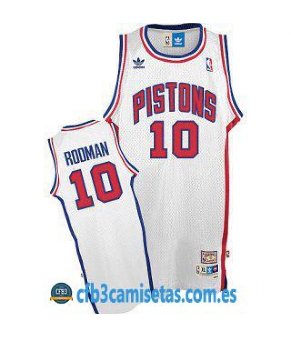 CFB3-Camisetas Dennis Rodman Detroit Pistons Blanc...