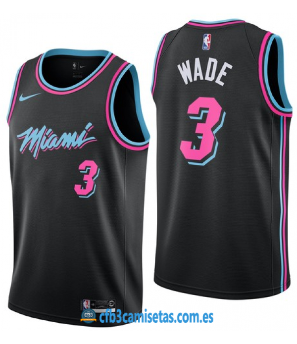 CFB3-Camisetas Dwyane Wade Miami Heat 2018 2019 City Edition