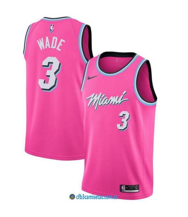 CFB3-Camisetas Dwyane Wade Miami Heat 2018 2019 Earned Edition