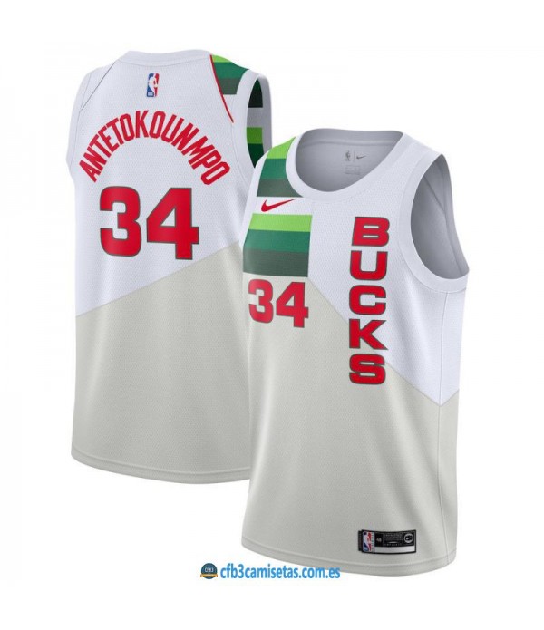 CFB3-Camisetas Giannis Antetokounmpo Milwaukee Bucks 2018 2019 Earned Edition