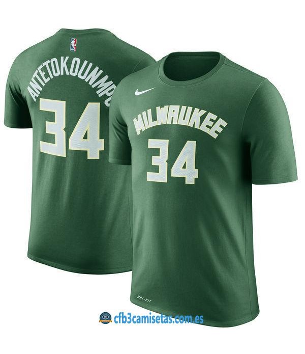 CFB3-Camisetas Giannis Antetokounmpo Milwaukee Bucks Sleeve Edition