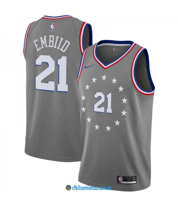 CFB3-Camisetas Joel Embiid Philadelphia 76ers 2018 2019 City Edition