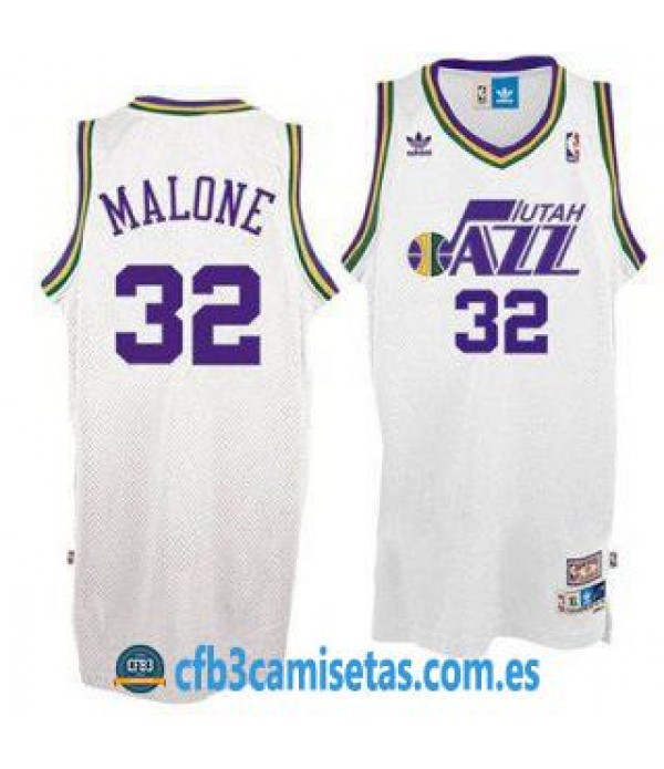 CFB3-Camisetas Karl Malone Utah Jazz Blanca