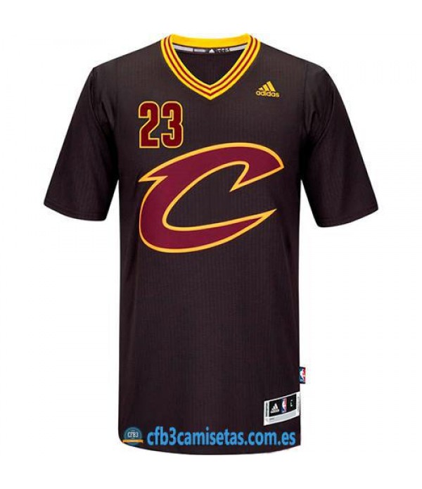 CFB3-Camisetas LeBron James Cleveland Cavaliers Black Sleeve Swingman