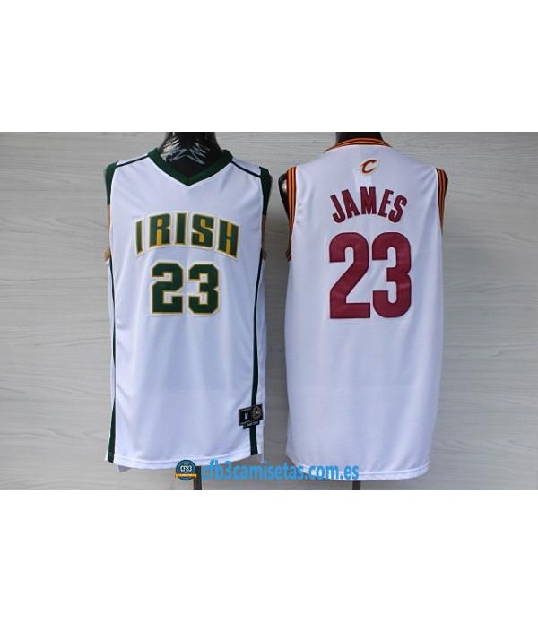 CFB3-Camisetas LeBron James Irish Blanca