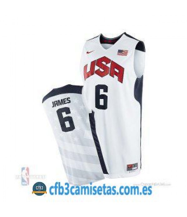 CFB3-Camisetas LeBron James Selección USA 2012 Blanco