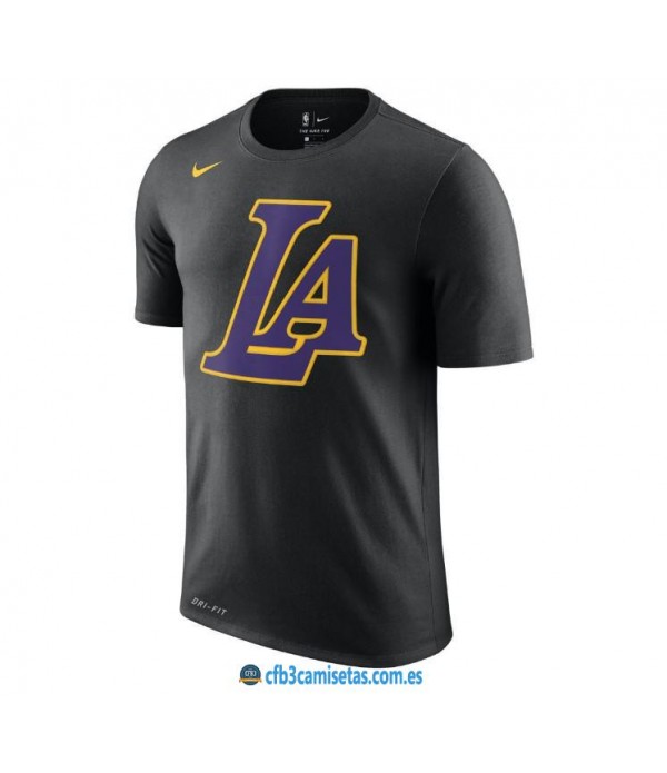 CFB3-Camisetas NoName Los Angeles Lakers Sleeve Edition Negro