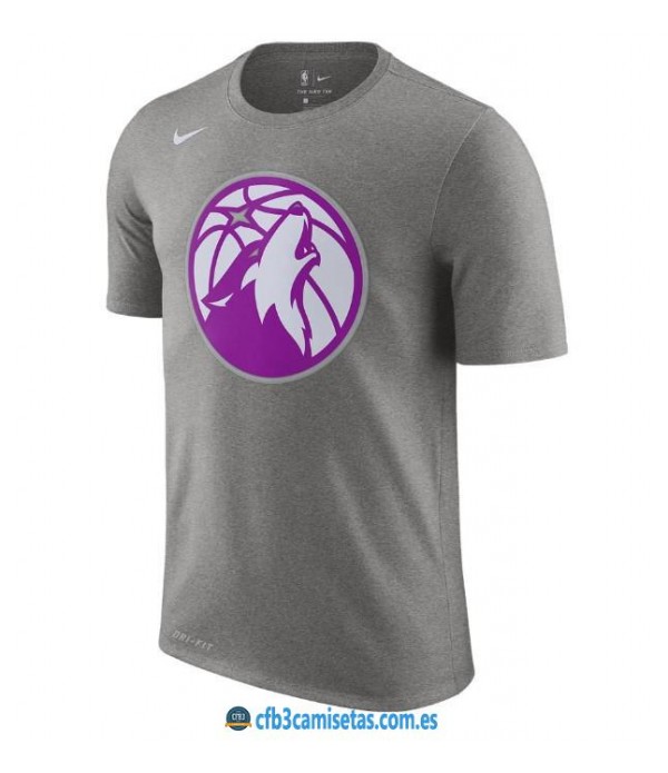 CFB3-Camisetas NoName Minnesota Timberwolves Sleeve Edition Gris