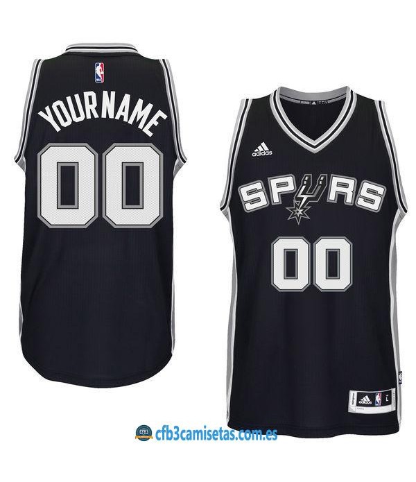 CFB3-Camisetas San Antonio Spurs Black PERSONALIZABLE