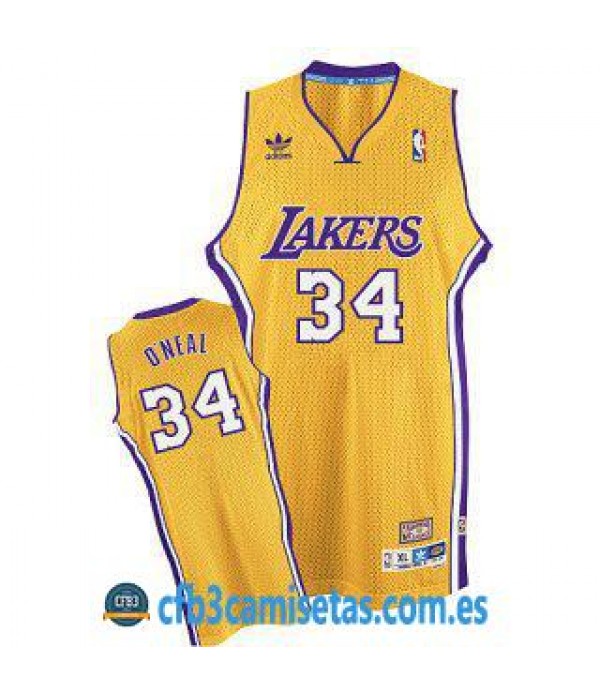 CFB3-Camisetas Shaquille ONeal LA Lakers Soul Swingman Dorada