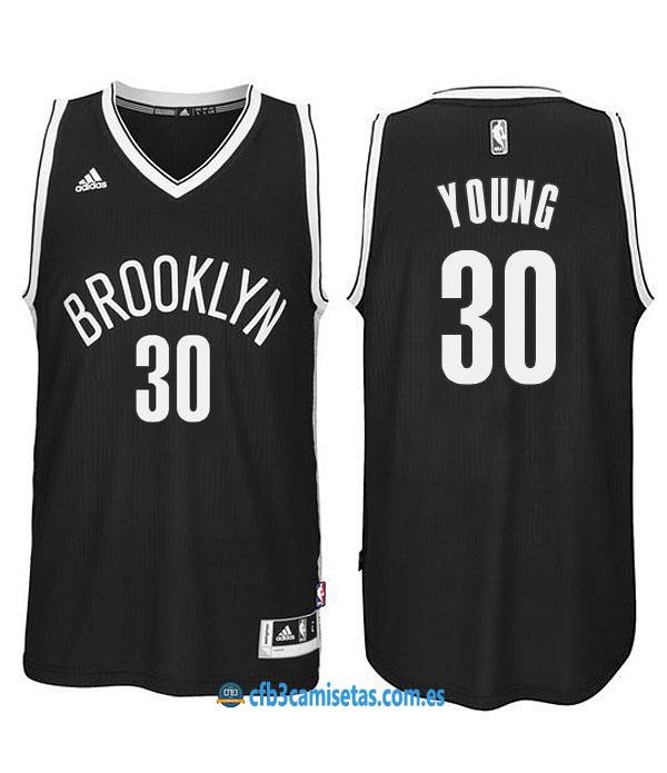 CFB3-Camisetas Thaddeus Young Brooklyn Nets Black