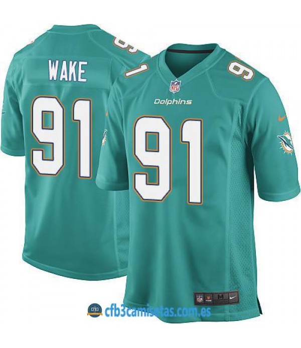 CFB3-Camisetas Cameron Wake Miami Dolphins Aqua Green