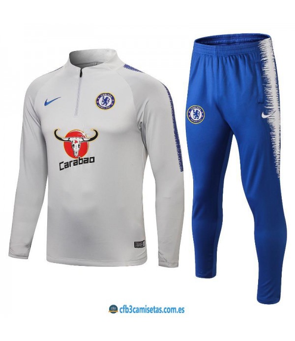 CFB3-Camisetas Chándal Chelsea 2018 2019 Gris