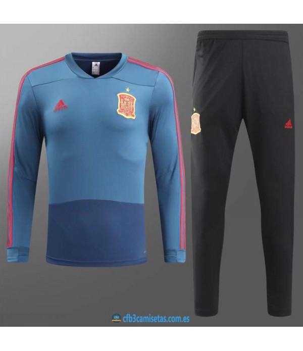 CFB3-Camisetas Chándal España 2018 Azul