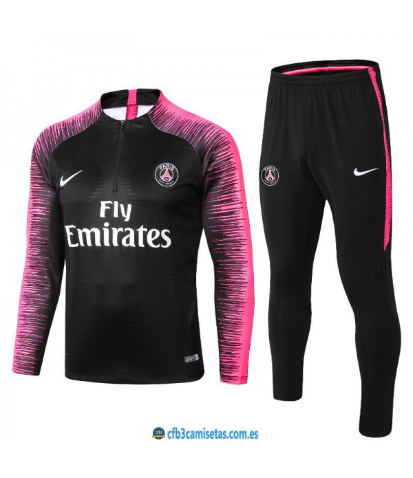 CFB3-Camisetas Chándal PSG 2018/2019 Rosa/Negro