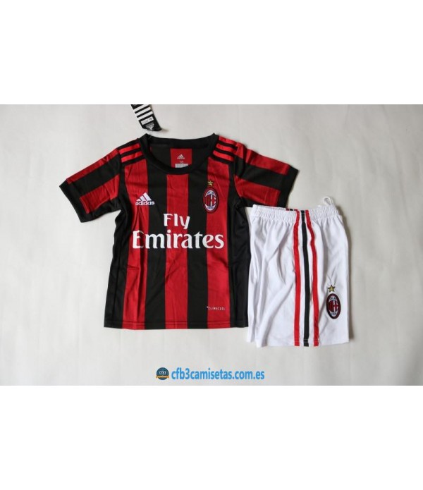 CFB3-Camisetas AC MIlan 1ª Equipacion NIÑOS 17/18