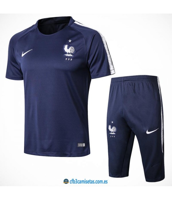 CFB3-Camisetas Kit Entrenamiento Francia 2018 Azul