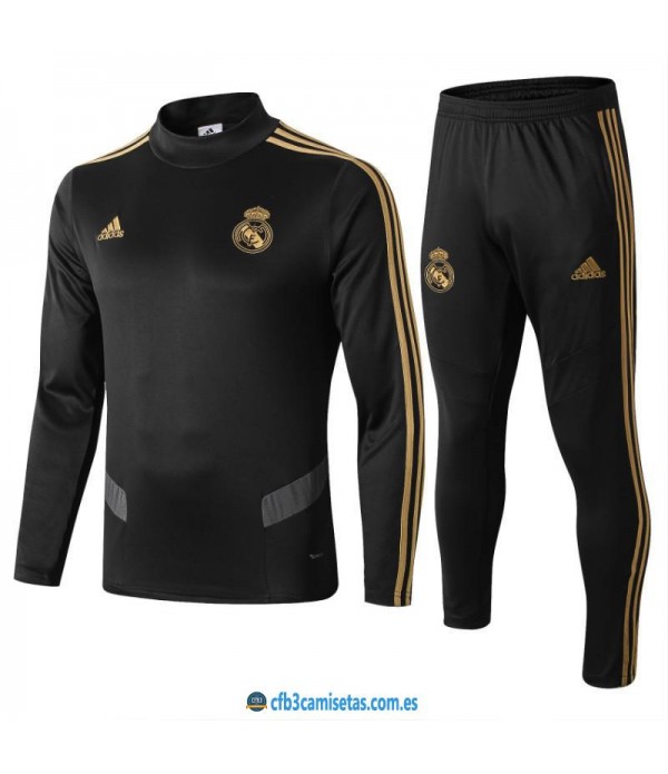 CFB3-Camisetas Chándal Real Madrid 2019 2020 Negr...