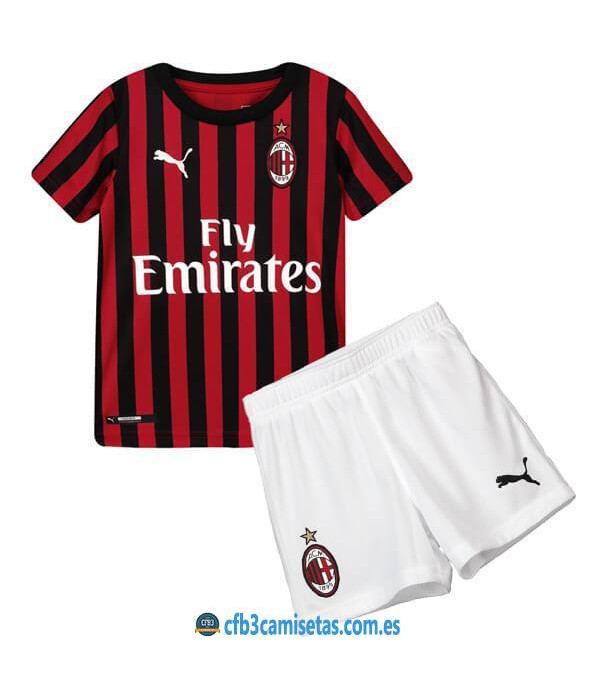 CFB3-Camisetas AC Milan 1a Equipación 2019 2020 Kit Junior