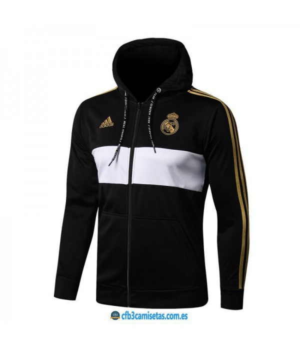 CFB3-Camisetas Chaqueta con capucha Real Madrid 2019 2020 Black