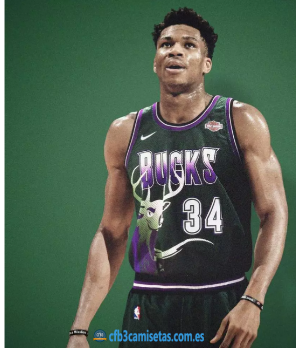 CFB3-Camisetas Giannis Antetokounmpo Milwaukee Bucks Retro