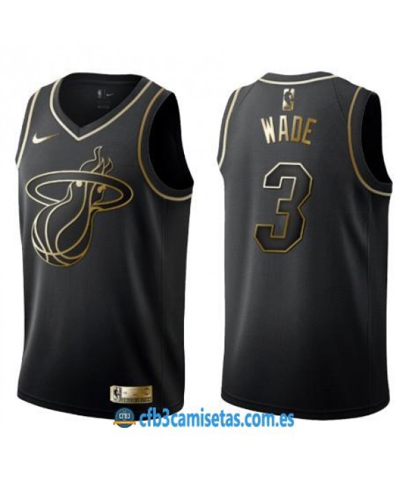 CFB3-Camisetas Dwyane Wade Miami Heat Black/Gold