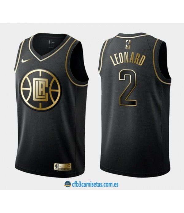 CFB3-Camisetas Kawhi Leonard Los Angeles Clippers Black/Gold