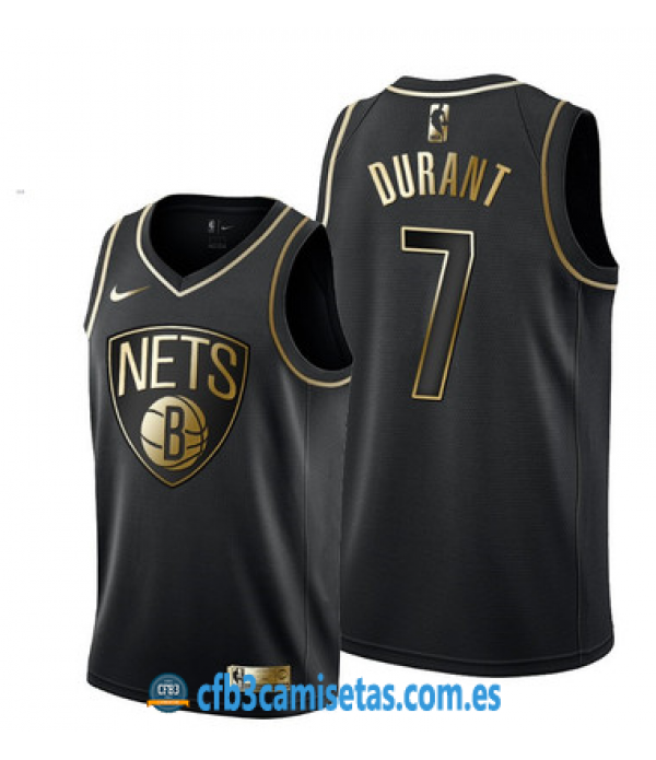 CFB3-Camisetas Kevin Durant Brooklyn Nets Black/Go...