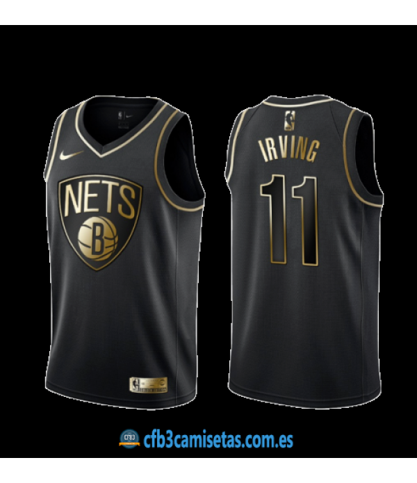 CFB3-Camisetas Kyrie Irving Brooklyn Nets Black/Gold