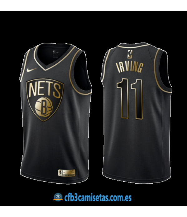 CFB3-Camisetas Kyrie Irving Brooklyn Nets Black/Go...