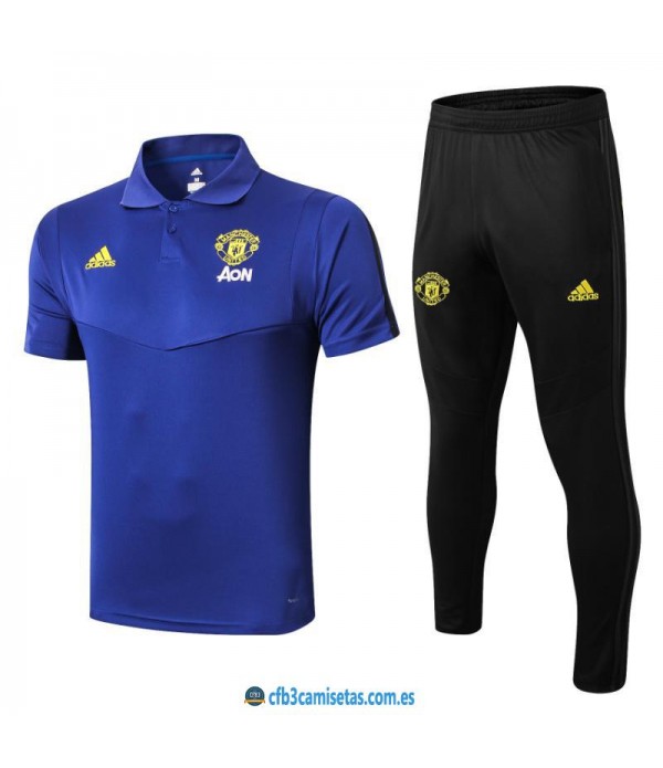 CFB3-Camisetas Polo  Pantalones Manchester United 2019 2020 Azul