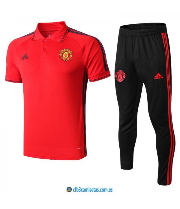 CFB3-Camisetas Polo  Pantalones Manchester United 2019 2020 Rojo
