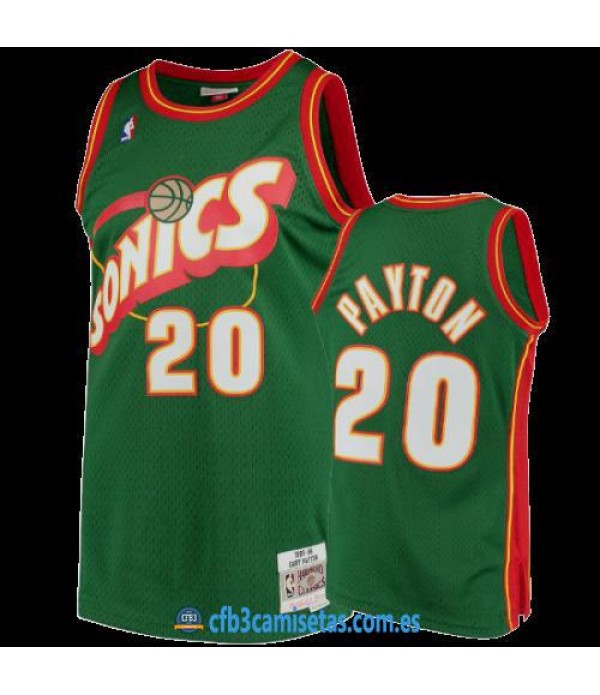 CFB3-Camisetas Gary Payton Seattle SuperSonics 1995 96