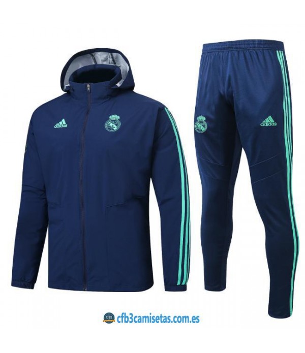 CFB3-Camisetas Chándal con capucha Real Madrid 2019 2020 Azulón