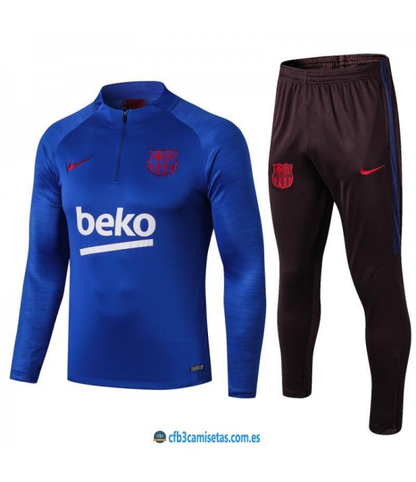 CFB3-Camisetas Chándal FC Barcelona 2019 2020 Azul JUNIOR