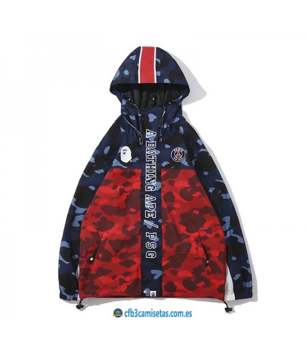 CFB3-Camisetas Chaqueta con capucha BAPE x PSG 2019 2020