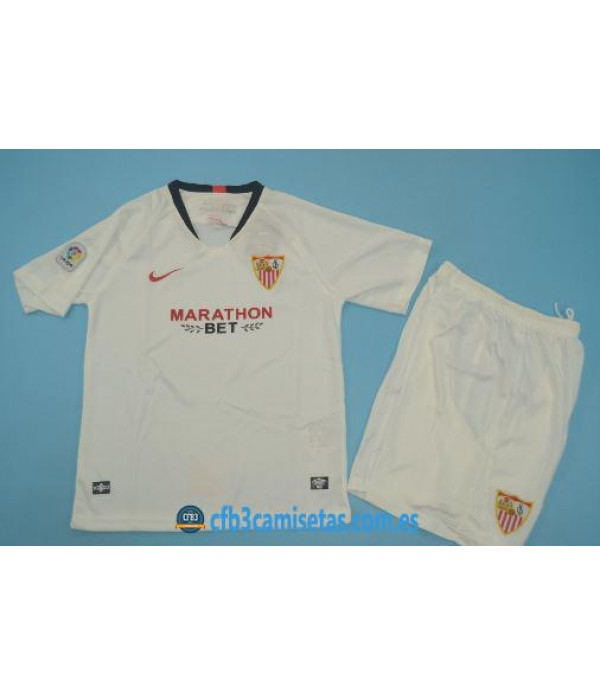 CFB3-Camisetas Sevilla 1a Equipación 2019 2020 Kit Junior