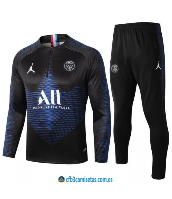 CFB3-Camisetas Chándal PSG x Jordan 2019/20 Azul-Negro