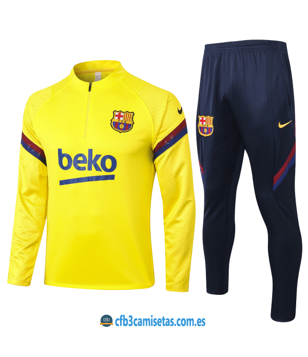 CFB3-Camisetas Chándal FC Barcelona 2020/21 Amarillo - JUNIOR