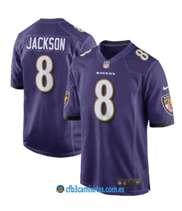 CFB3-Camisetas Lamar Jackson Baltimore Ravens - Purple