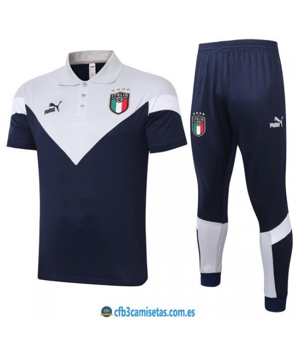 CFB3-Camisetas Polo Pantalones Italia 2020/21 Blanco