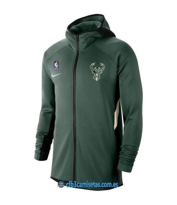 CFB3-Camisetas Chaqueta con capucha Milwaukee Bucks - Green